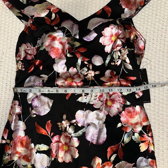 NY & Co Black Metallic Floral Print Off the Shoulder Bodycon Dress S NWT - Picture 8 of 11